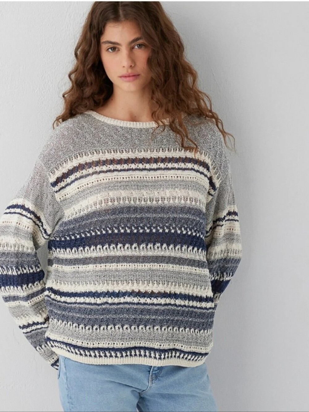 Champs women's gray‎ and blue knit sweater Small